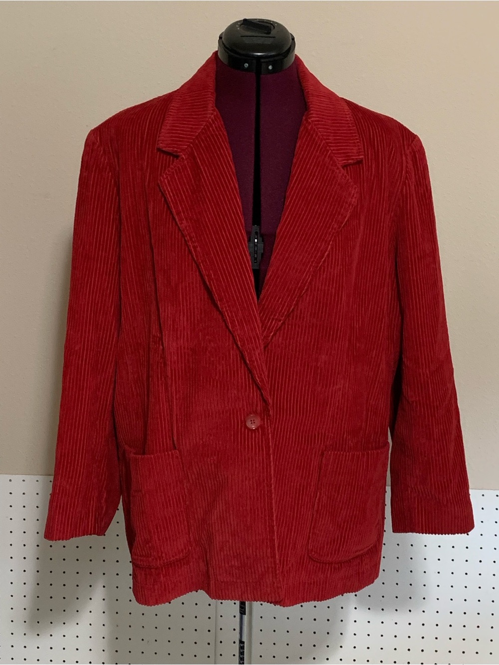 david brooks Red Corduroy Single-Button Blazer
